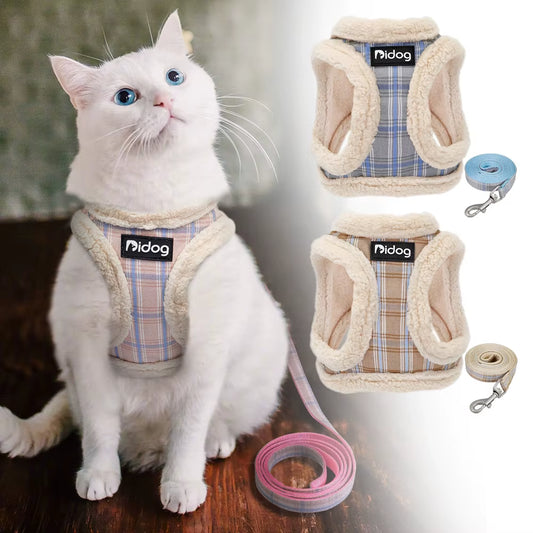 Cute Pet Cat Harness Vest Soft Padded Chihuahua Puppy Cat Harness Collar Adjustable Walking Leash for Small Medium Dogs Cats