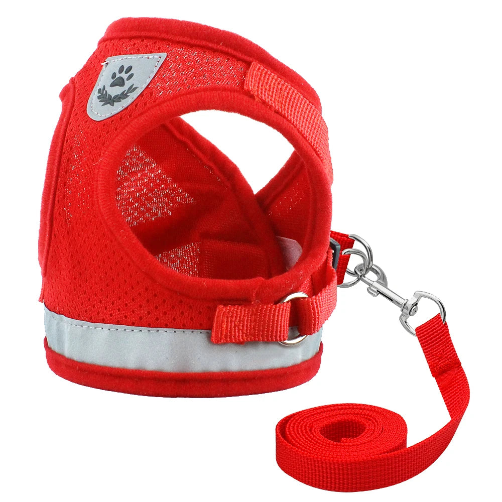 Dog Harness for Chihuahua Pug Small Medium Dogs Nylon Mesh Puppy Cat Harnesses Vest Reflective Walking Lead Leash Petshop