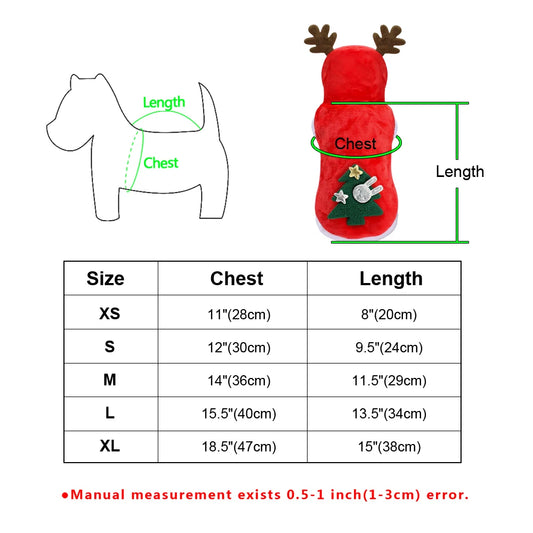 Christmas Dog Cat Clothes Festival Apparel for Small Dogs Winter Coat Santa Costume Pet Clothing Hoodie for Chihuahua Yorkies