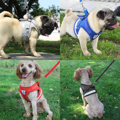 Dog Harness for Chihuahua Pug Small Medium Dogs Nylon Mesh Puppy Cat Harnesses Vest Reflective Walking Lead Leash Petshop