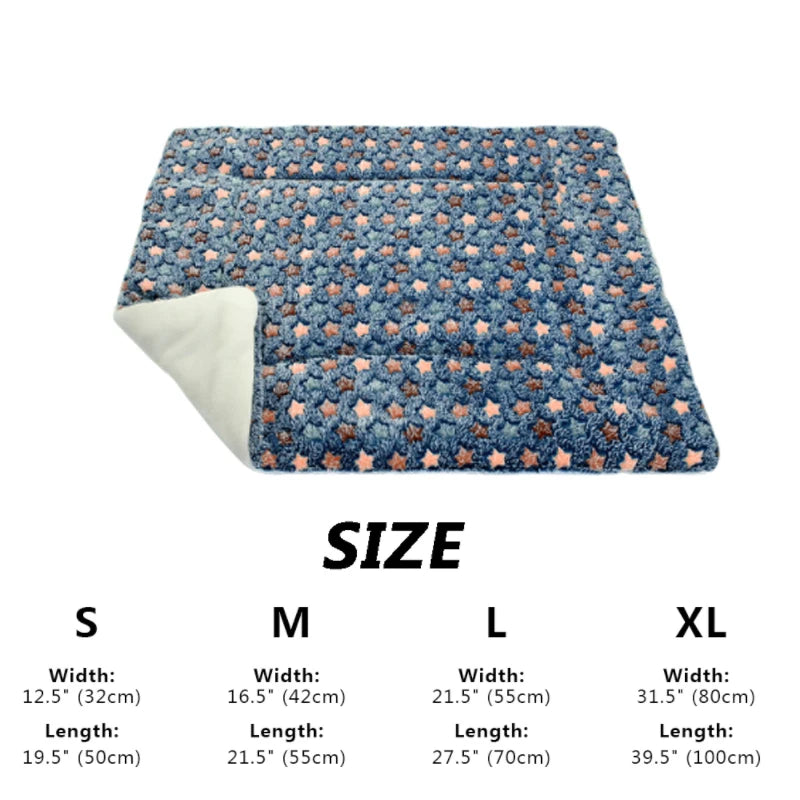 Bone Print Dog Bed Mat Warm Thick Fleece Pet Sofa Cushion Pad Winter Puppy Cat Bed Matress for Small Medium Large Dog Pitbull