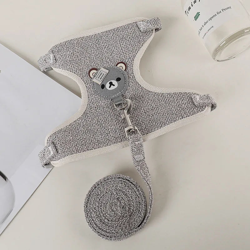 1/Set Puppy Dog Harness for Small Dogs Adjustable Dog Kitten Cat Harness and Leash Dog Leash Dog Cat Collar Dog Cat Accessories