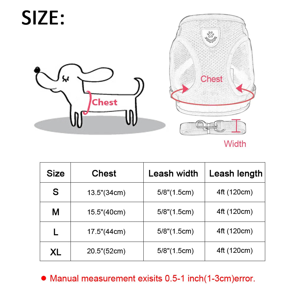 Dog Harness for Chihuahua Pug Small Medium Dogs Nylon Mesh Puppy Cat Harnesses Vest Reflective Walking Lead Leash Petshop