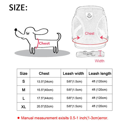 Dog Harness for Chihuahua Pug Small Medium Dogs Nylon Mesh Puppy Cat Harnesses Vest Reflective Walking Lead Leash Petshop