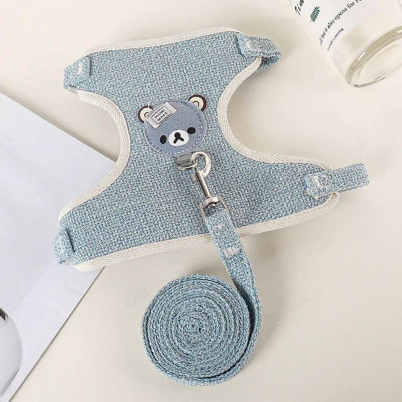 1/Set Puppy Dog Harness for Small Dogs Adjustable Dog Kitten Cat Harness and Leash Dog Leash Dog Cat Collar Dog Cat Accessories