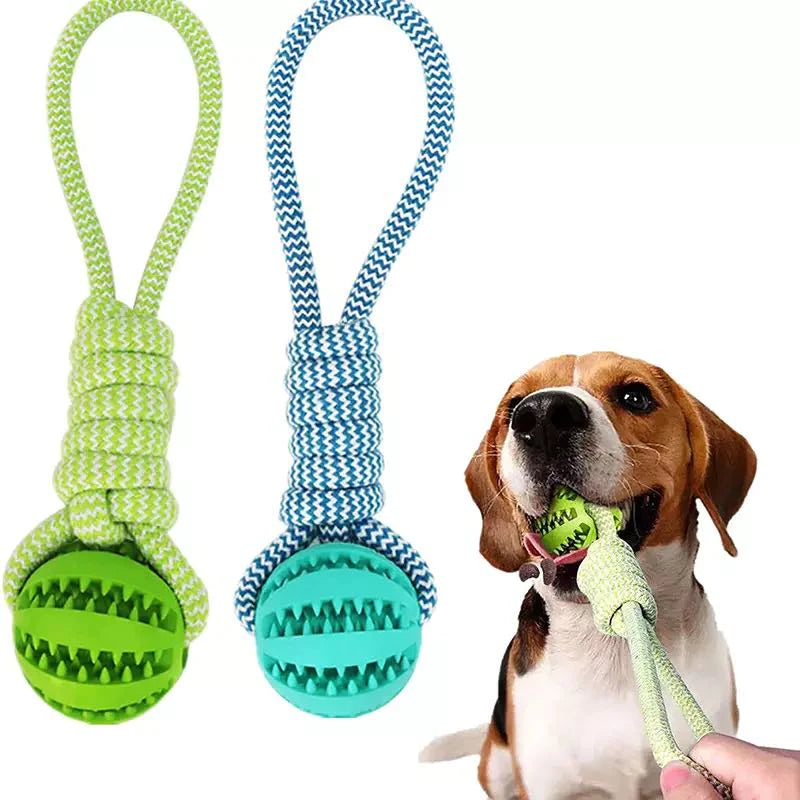 New Dog Toy Hand Pull Leaky Food Ball Molars Anti-Bite Woven Cotton Rope Chewing Interactive Pet Tooth Cleaning Toy Dog Supplies