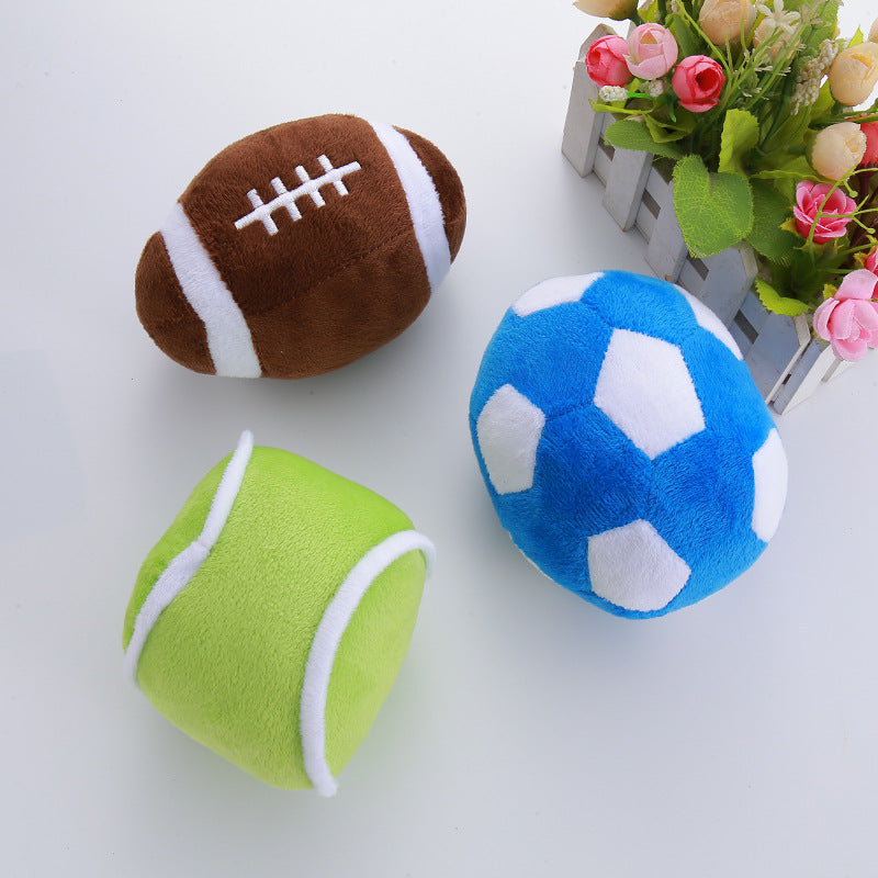 Jouet en peluche avec balle simulant un couinement