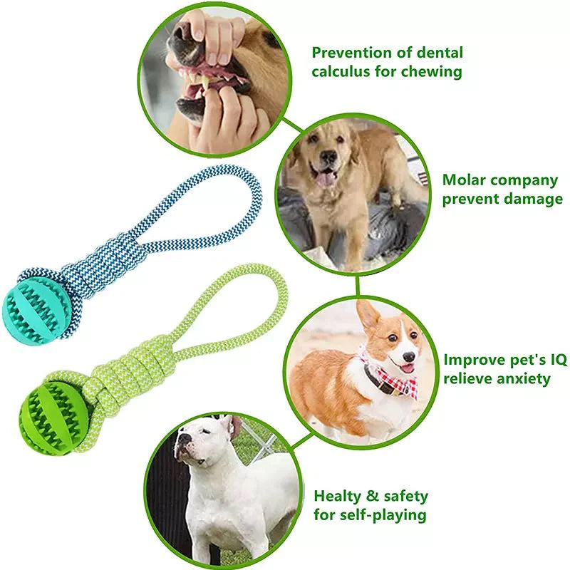 New Dog Toy Hand Pull Leaky Food Ball Molars Anti-Bite Woven Cotton Rope Chewing Interactive Pet Tooth Cleaning Toy Dog Supplies