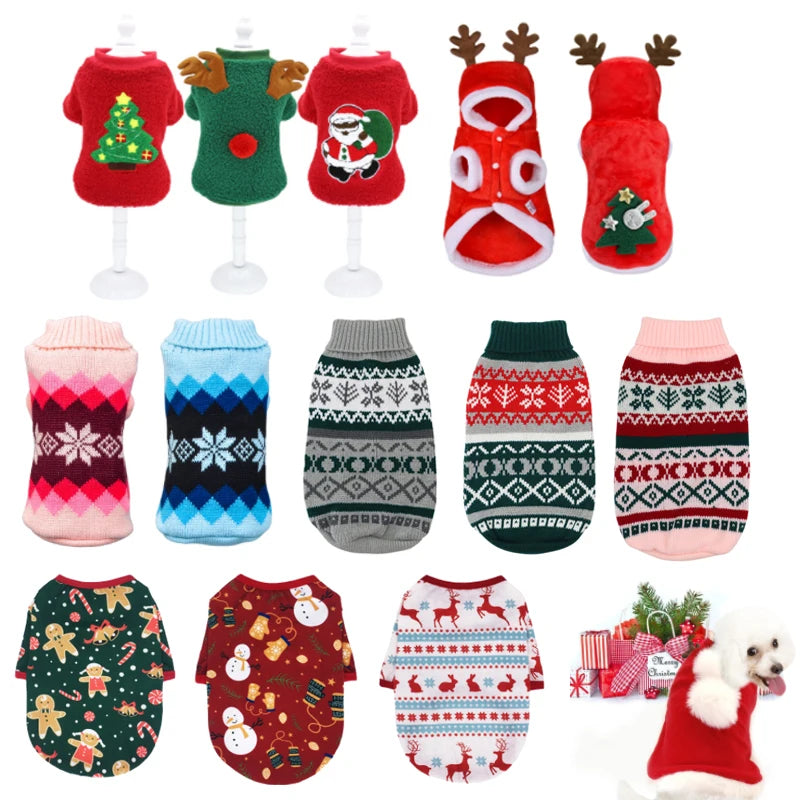 Christmas Dog Cat Clothes Festival Apparel for Small Dogs Winter Coat Santa Costume Pet Clothing Hoodie for Chihuahua Yorkies