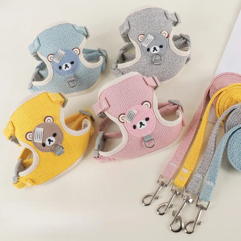 1/Set Puppy Dog Harness for Small Dogs Adjustable Dog Kitten Cat Harness and Leash Dog Leash Dog Cat Collar Dog Cat Accessories