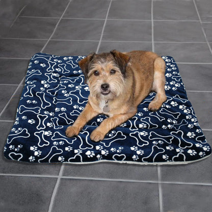 Bone Print Dog Bed Mat Warm Thick Fleece Pet Sofa Cushion Pad Winter Puppy Cat Bed Matress for Small Medium Large Dog Pitbull