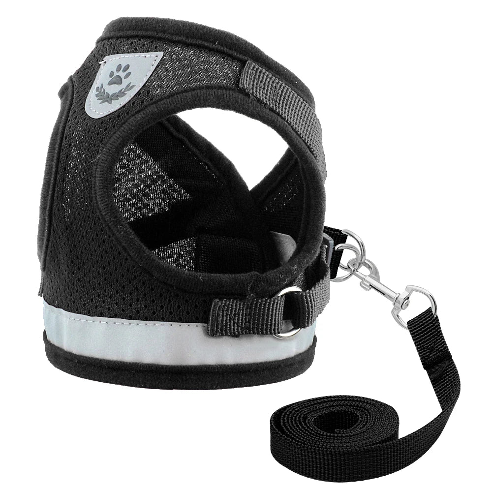 Dog Harness for Chihuahua Pug Small Medium Dogs Nylon Mesh Puppy Cat Harnesses Vest Reflective Walking Lead Leash Petshop