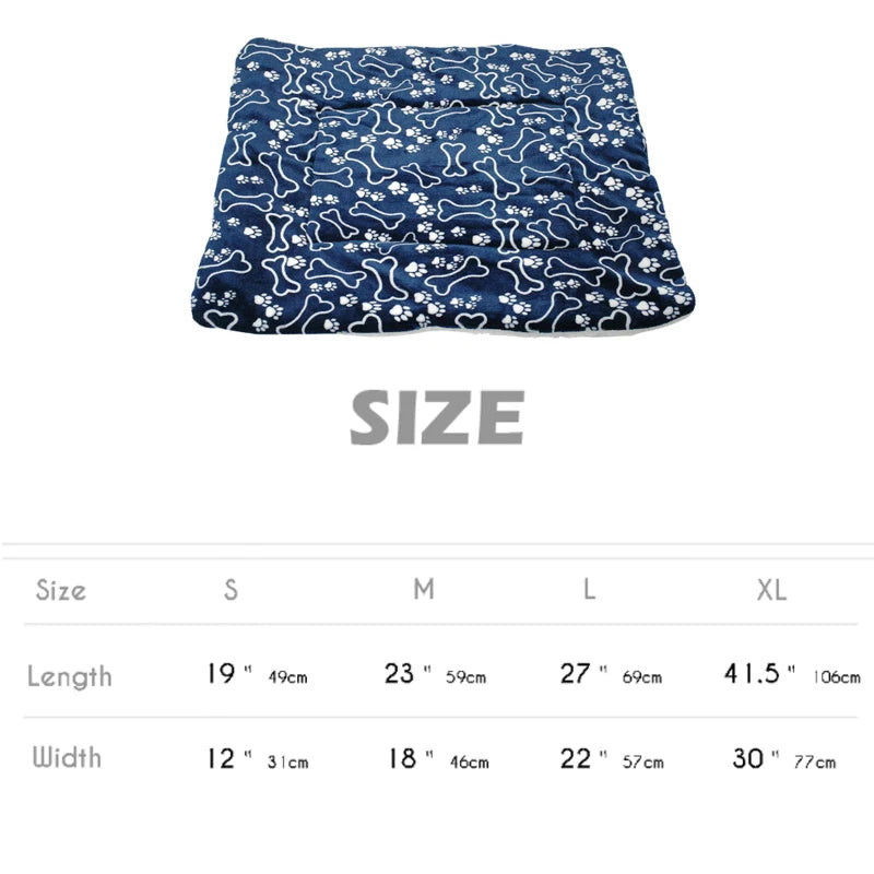 Bone Print Dog Bed Mat Warm Thick Fleece Pet Sofa Cushion Pad Winter Puppy Cat Bed Matress for Small Medium Large Dog Pitbull