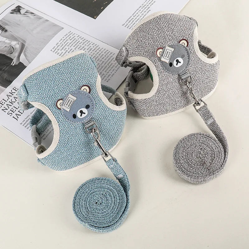 1/Set Puppy Dog Harness for Small Dogs Adjustable Dog Kitten Cat Harness and Leash Dog Leash Dog Cat Collar Dog Cat Accessories