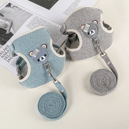 1/Set Puppy Dog Harness for Small Dogs Adjustable Dog Kitten Cat Harness and Leash Dog Leash Dog Cat Collar Dog Cat Accessories