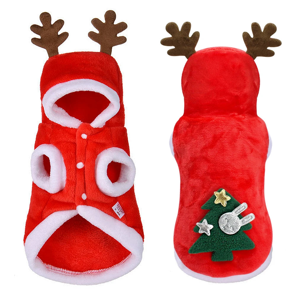 Christmas Dog Cat Clothes Festival Apparel for Small Dogs Winter Coat Santa Costume Pet Clothing Hoodie for Chihuahua Yorkies